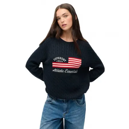 슈퍼드라이 Slouchy Cable Flag 스웨터 142283807
