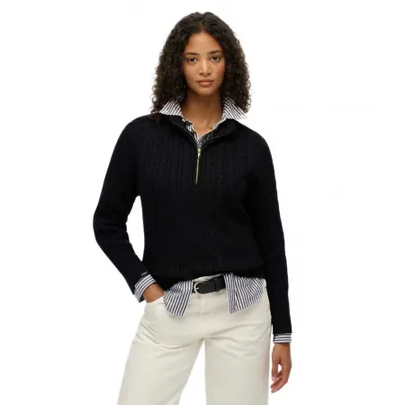 슈퍼드라이 Brushed Cable 하프 지퍼 스웨터 142369298