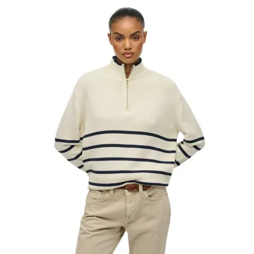 슈퍼드라이 Cotton 하프 지퍼 스웨터 142369367