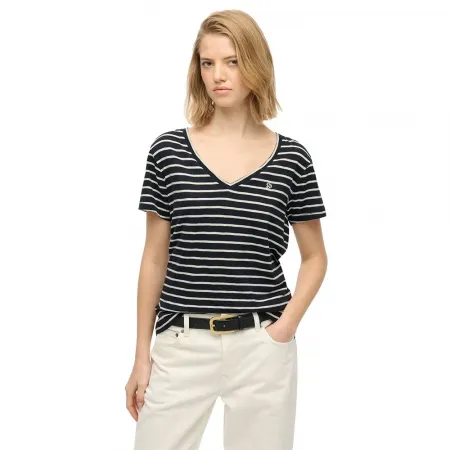 슈퍼드라이 스튜디오s Slub 엠브로이더드 Vee 반팔 티셔츠 142369593