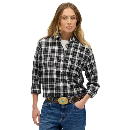 슈퍼드라이 Check Flannel Boyfriend 긴팔 셔츠 142480925