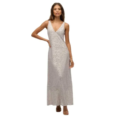 슈퍼드라이 Maxi 시퀸 V Neck 나시 롱 원피스 142576341