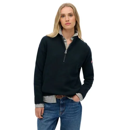 슈퍼드라이 Slouchy Knitted 하프 지퍼 스웨터 142576393