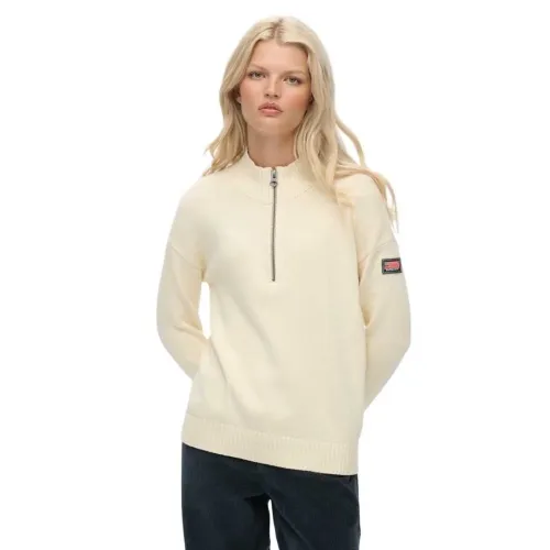 슈퍼드라이 Slouchy Knitted 하프 지퍼 스웨터 142576394