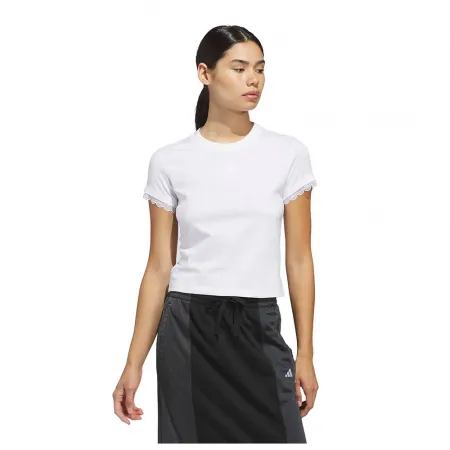 아디다스 Outlined 로고 그래픽 Lace On Sleeve Hems 그래픽 반팔 티셔츠 142666954