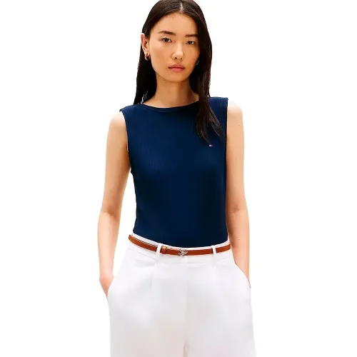 타미힐피거 5x2 Rib Boat Slim Fit 나시 티셔츠 142758095