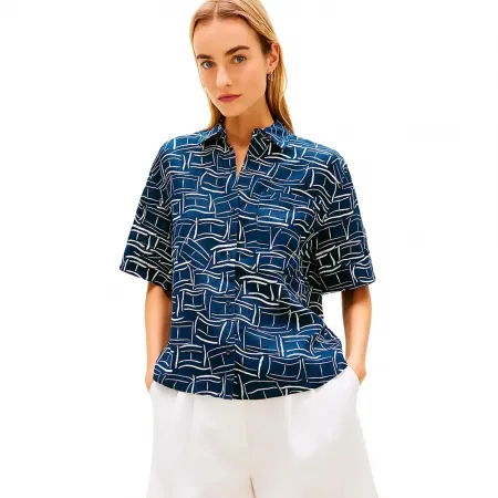 타미힐피거 Ess 린넨 반팔 셔츠 142758148