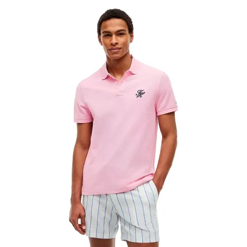 타미힐피거 TH Script 레귤러 핏 반팔 폴로 셔츠 142758268