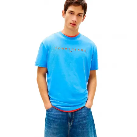 타미힐피거 리니어 로고 레귤러 핏 반팔 티셔츠 142758574