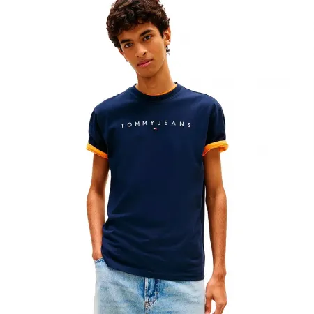 타미힐피거 리니어 로고 레귤러 핏 반팔 티셔츠 142758580