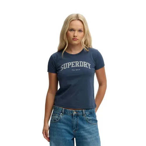 슈퍼드라이 Athletic 에센셜 Fitted 그래픽 반팔 티셔츠 142784571