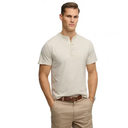 슈퍼드라이 클래식 코튼 Lin Grandad 반팔 티셔츠 142784626