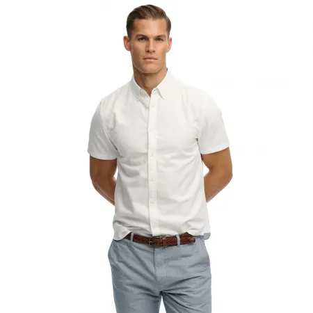 슈퍼드라이 Preppy Oxford 반팔 셔츠 142785081