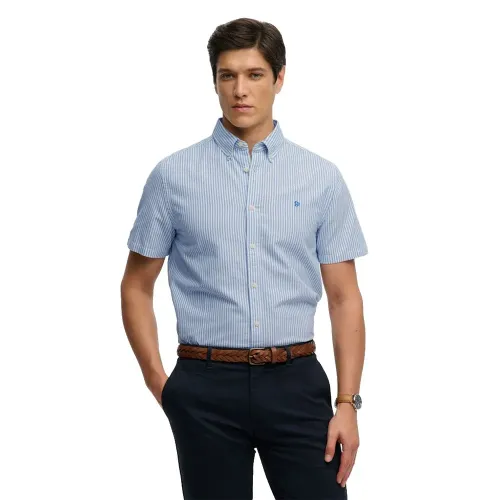 슈퍼드라이 Preppy Oxford 반팔 셔츠 142785084