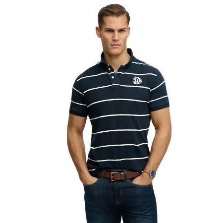 슈퍼드라이 빈티지 Stripe Jersey 반팔 폴로 셔츠 142785278