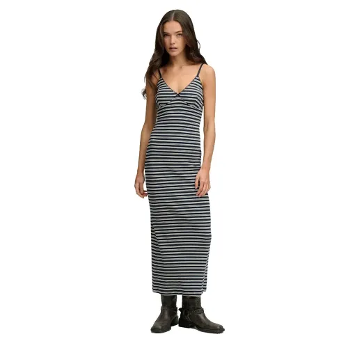 슈퍼드라이 Stripe Rib 저지 소매 없는 롱 원피스 143015411