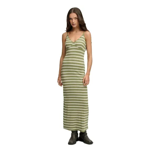 슈퍼드라이 Stripe Rib 저지 소매 없는 롱 원피스 143015412