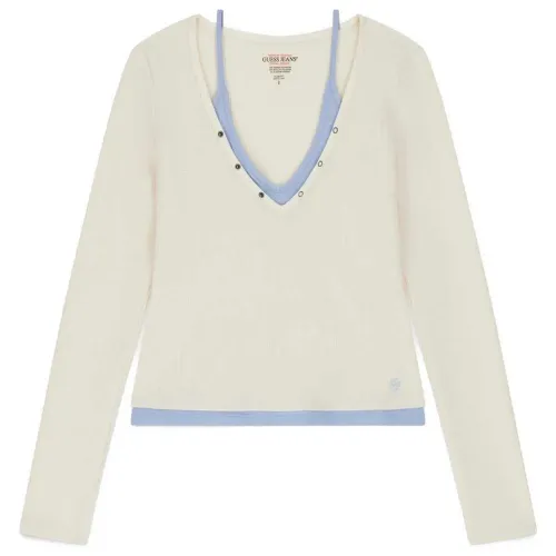 게스 W6RP31KD072 긴팔 V넥 티셔츠 143030227