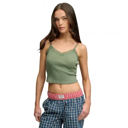 슈퍼드라이 에센셜 Lace Trim Crop Cami 나시 상의 143062994