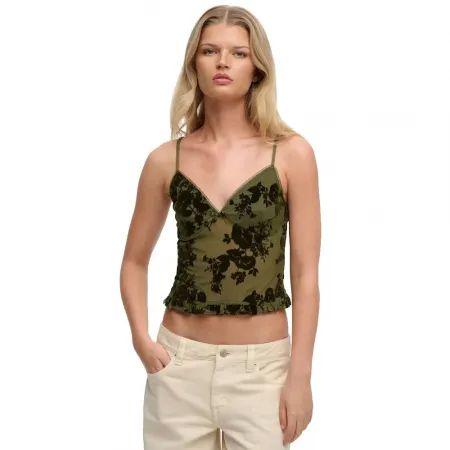 슈퍼드라이 Flocked Mesh Cami 나시 상의 143063012