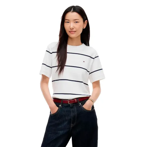 타미힐피거 Interlock Boxy 핏 반팔 티셔츠 143267824