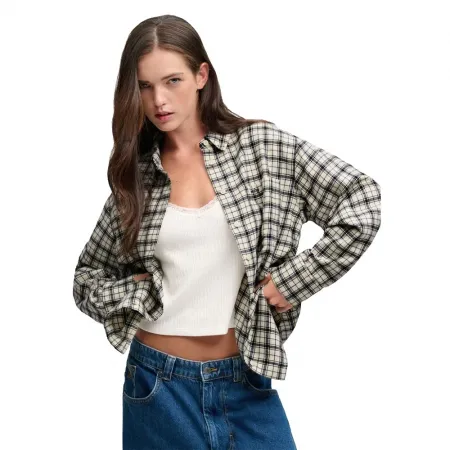 슈퍼드라이 체크 Flannel 릴렉스드 긴팔 셔츠 143646136
