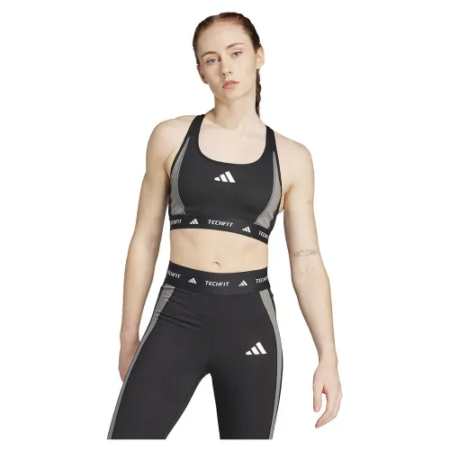 아디다스 Techfit Colorblock 미디엄 임팩트 스포츠 브라 2141585680