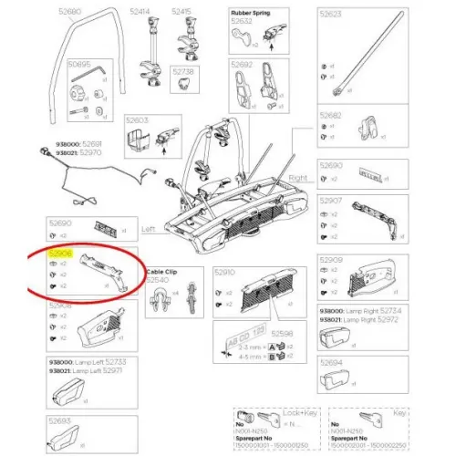 툴레 레프트 End Plastic 938 Velospace 예비 부품 3137099090