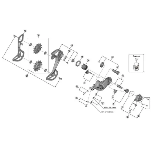 시마노 Shadow Plus XTR M9100 뒷 변속기 하드웨어 키트 3137149827