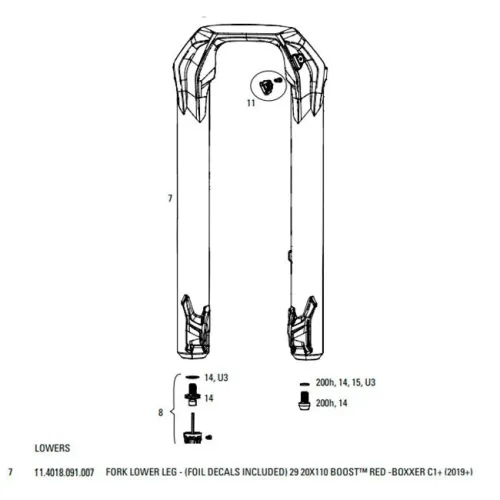 락샥 BoXXer C1 2019+ 29in Boost Ultimate 포크 로워 3137383758