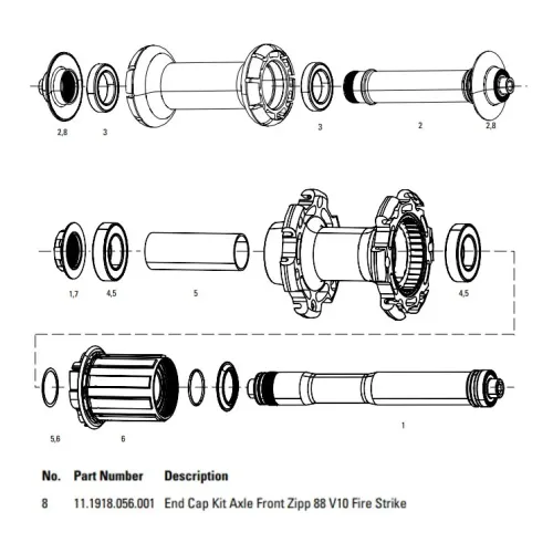 ZIPP Axle Front 188 V10 Fire Strike End Cap Kit 부싱 3137746582