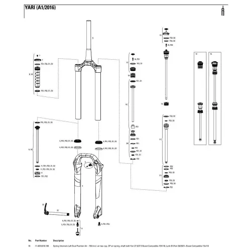 락샥 Yari/Lyrik 150 mmDual Position Air Left Spring 내부 3137782289