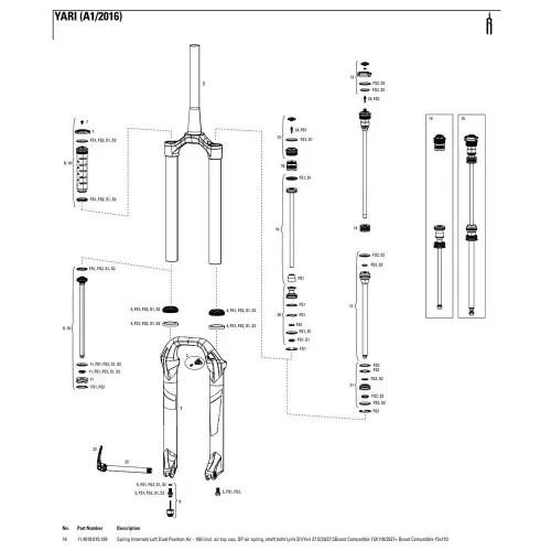 락샥 Yari/Lyrik 160 mmDual Position Air Left Spring 내부 3137782290