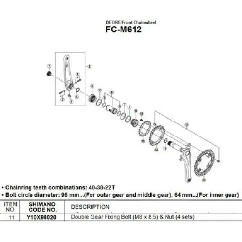 시마노 Deore M612 체인링 나사 세트 4 단위 3137973966