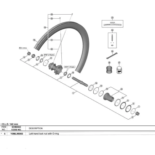 시마노 WH-R9270-C36-TL Left 잠금 너트 3140930434