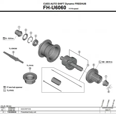 시마노 FH-U6060 Y3K598030 프리허브 바디 3142845436