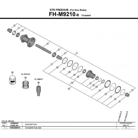 시마노 WH-M9220-TL-R12-B-29 Y3KG98010 허브 축 3142845496