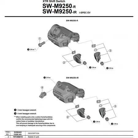 시마노 X SW-M9250-R Y0T298010 컨트롤러 3142845500