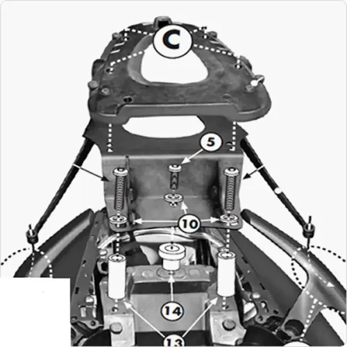 기비 Monolock 야마하 T-Max 500/530 탑 케이스 후면 피팅 4137999972