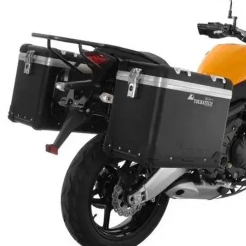 투라텍 ZEGA Pro And-Black 45/45 litro acero Black Rack 가와사키 Versys 650 2010-2014 사이드 케이스 세트 4141190421